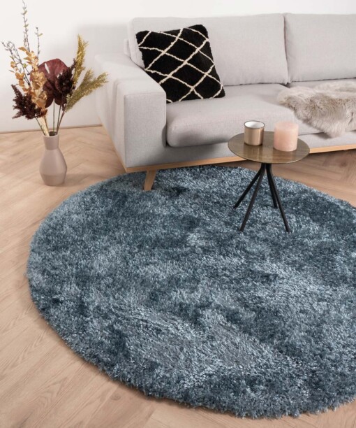 Tapis poils longs Rond Posh - bleu - sfeer