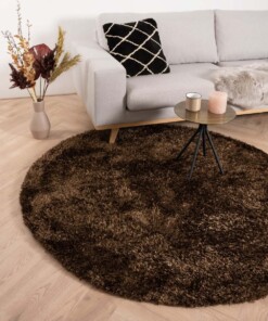 Tapis poils longs Rond Posh - marron - sfeer