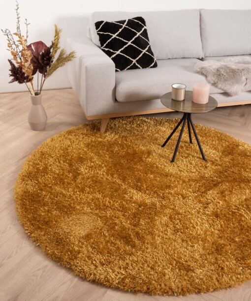 Tapis poils longs Rond Posh - or - sfeer