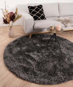 Tapis rond poils longs Posh - gris - sfeer