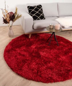 Tapis poils longs Rond Posh - rouge - sfeer, thumbnail