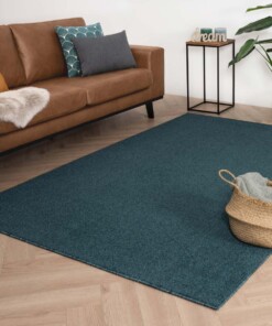 Tapis poil ras Fine - bleu canard