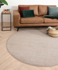 Tapis Rond poil ras Fine - beige - sfeer, thumbnail