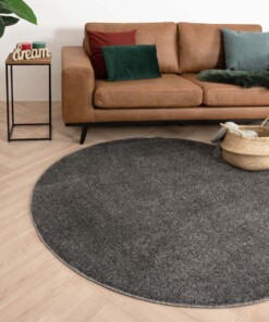 Tapis Rond poil ras Fine - gris - sfeer