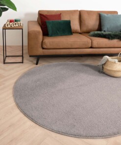 Tapis Rond poil ras Fine - gris clair - sfeer