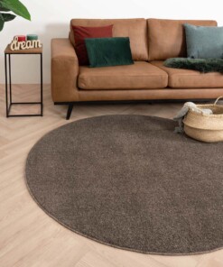 Tapis Rond poil ras Fine - Moka - sfeer