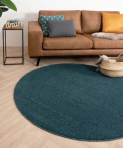 Tapis Rond poil ras Fine - bleu canard - sfeer, thumbnail