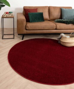 Tapis Rond poil ras Fine - rouge - sfeer, thumbnail