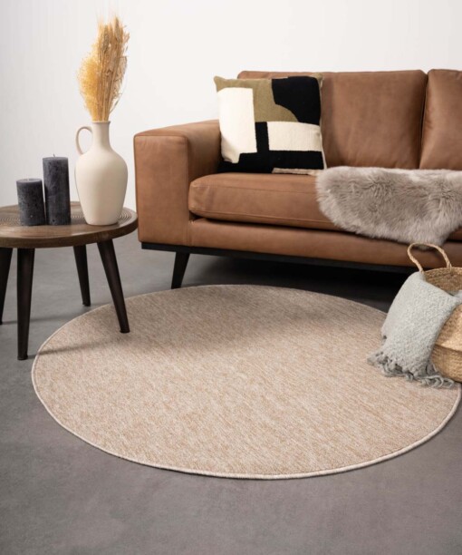 Tapis bouclé Rond Lush - beige - sfeer