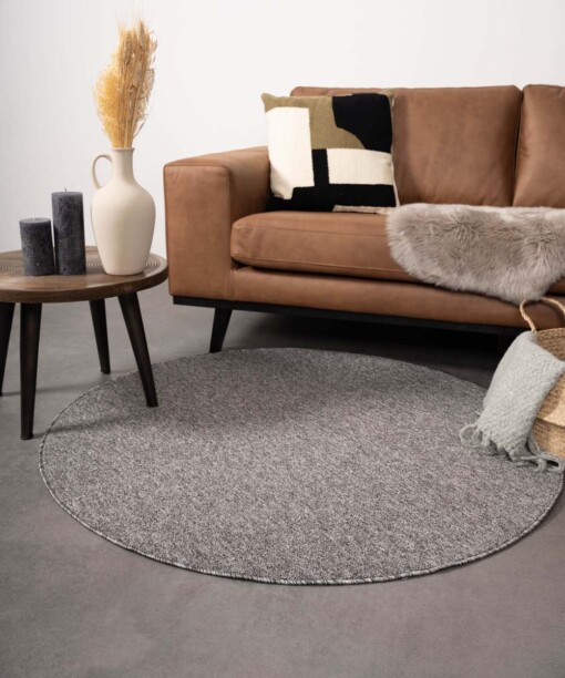 Tapis bouclé Rond Lush - gris - sfeer