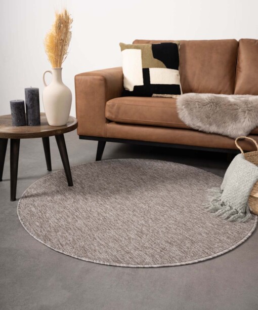 Tapis bouclé Rond Lush - taupe - sfeer