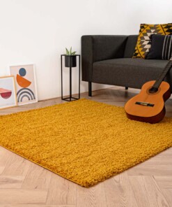 Tapis Carré poils longs Shaggy Trend - jaune moutarde - sfeer