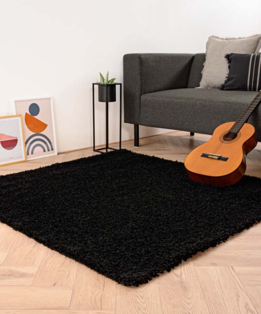 Tapis Carré poils longs Shaggy Trend - noir - sfeer