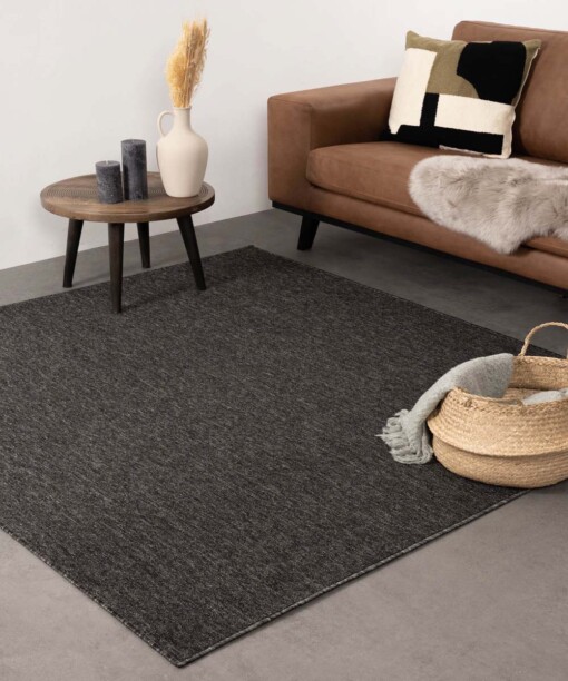 Tapis bouclé Carré Lush - Anthracite - sfeer