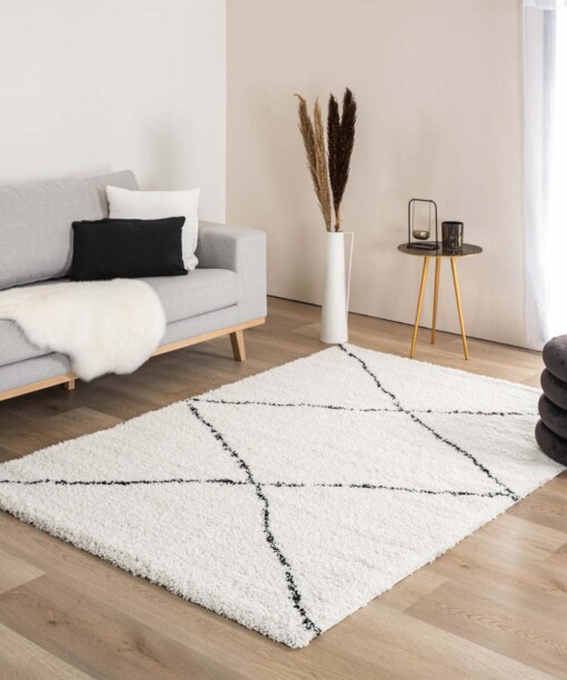 Tapis poils longs berbère Artisan - blanc/noir - sfeer