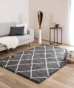 Tapis poils longs losange Artisan - gris/blanc - sfeer, thumbnail