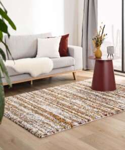 Tapis poils longs rayé Artisan - blanc/Multicolore - sfeer