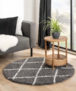 Tapis poils longs Rond losange Habitat - gris/blanc - sfeer