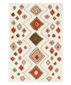 Tapis bohème poils longs Artisan - blanc/Multicolore - overzicht