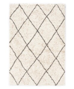 Tapis losange poils longs Artisan - blanc/gris - overzicht