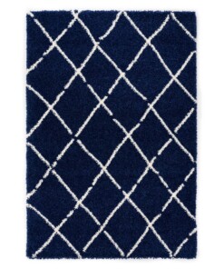 Tapis poils longs losange Artisan - bleu foncé/blanc - overzicht