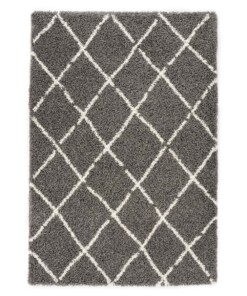 Tapis poils longs losange Habitat - gris/blanc - overzicht