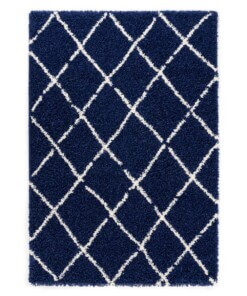 Tapis poils longs losange Habitat - bleu foncé/blanc - overzicht