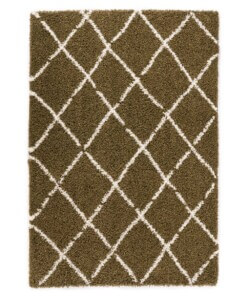 Tapis poils longs losange Habitat - vert olive/blanc - overzicht