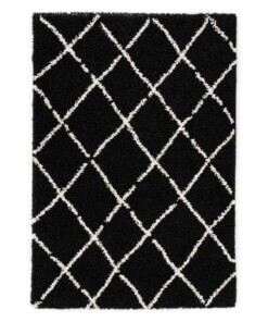 Tapis poils longs losange Habitat - noir/blanc - overzicht