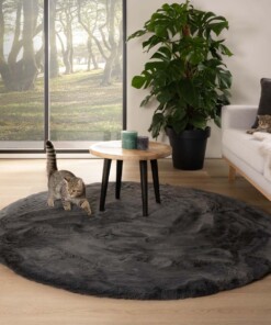 Tapis Rond moelleux poils longs - Comfy Plus - gris foncé - sfeer