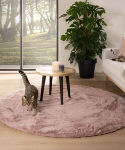 Tapis Rond moelleux poils longs - Comfy Plus - rose - sfeer