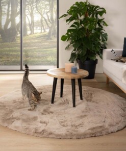 Tapis Rond moelleux poils longs - Comfy Plus - taupe - sfeer