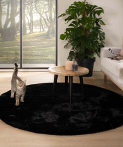 Tapis Rond moelleux poils longs - Comfy Plus - noir - sfeer