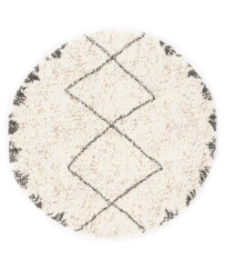 Tapis poils longs Rond berbère Artisan - blanc/gris - overzicht