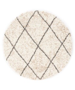 Tapis Rond losange poils longs Artisan - blanc/gris - overzicht