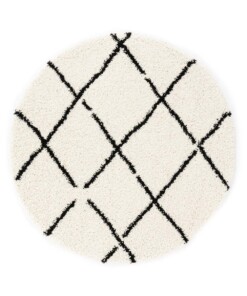 Tapis poils longs Rond losange Artisan - blanc/noir - overzicht