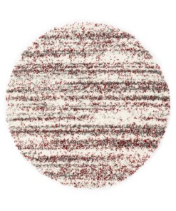 Tapis poils longs Rond rayé Artisan - gris/rouge - overzicht