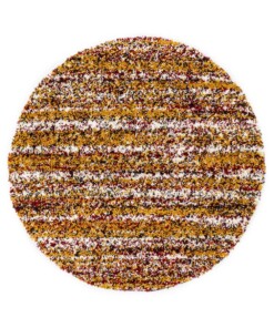 Tapis poils longs Rond rayé Artisan - Multicolore/jaune moutarde - overzicht