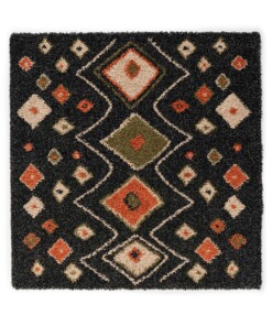 Tapis bohème Carré poils longs Artisan - Anthracite/Multicolore - overzicht