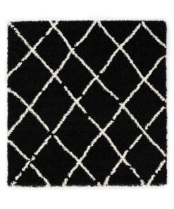 Tapis poils longs Carré losange Artisan - noir/blanc - overzicht