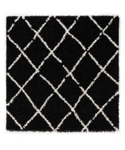 Tapis poils longs Carré losange Habitat - noir/blanc - overzicht