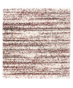 Tapis poils longs Carré rayé Artisan - gris/rouge - overzicht