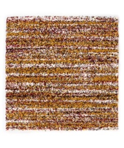 Tapis poils longs Carré rayé Artisan - Multicolore/jaune moutarde - overzicht