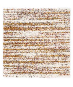 Tapis poils longs Carré rayé Artisan - blanc/Multicolore - overzicht