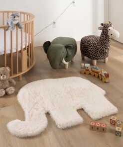 Tapis enfant moelleux Éléphant - Fluffy Crème - sfeer