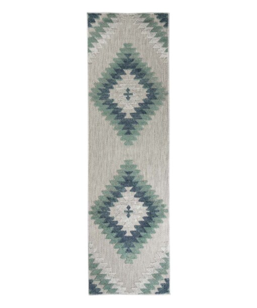 Tapis de balcon losange Aztèque - Verano gris/menthe - overzicht boven