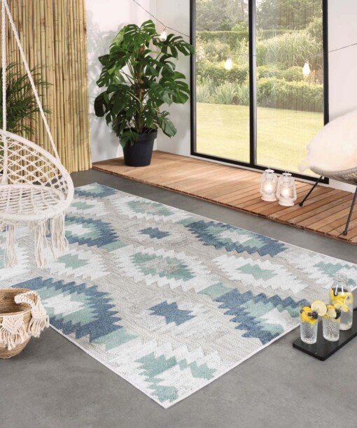 Tapis d'extérieur Aztek - Verano gris/menthe - sfeer