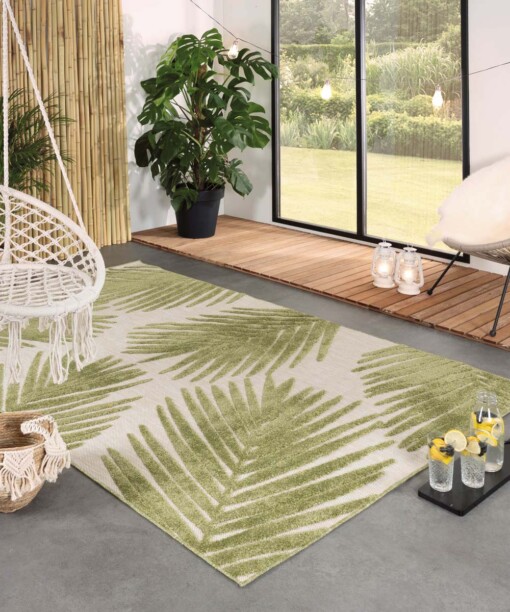 Tapis d'extérieur Feuilles - Verano beige/vert - sfeer