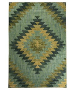 Tapis d'extérieur losange Aztek - Verano bleu/vert - overzicht boven