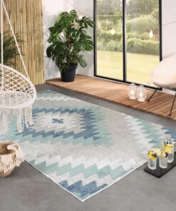 Tapis d'extérieur Losange Aztek - Verano gris/menthe - sfeer